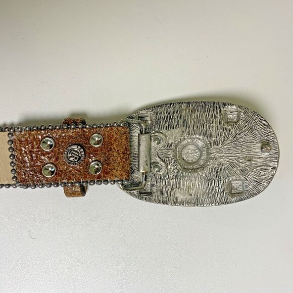 Leatherock 7563 Genuine Leather Belt w/ Gemstone Studded Buckle Boho Western 34M - Picture 4 of 11